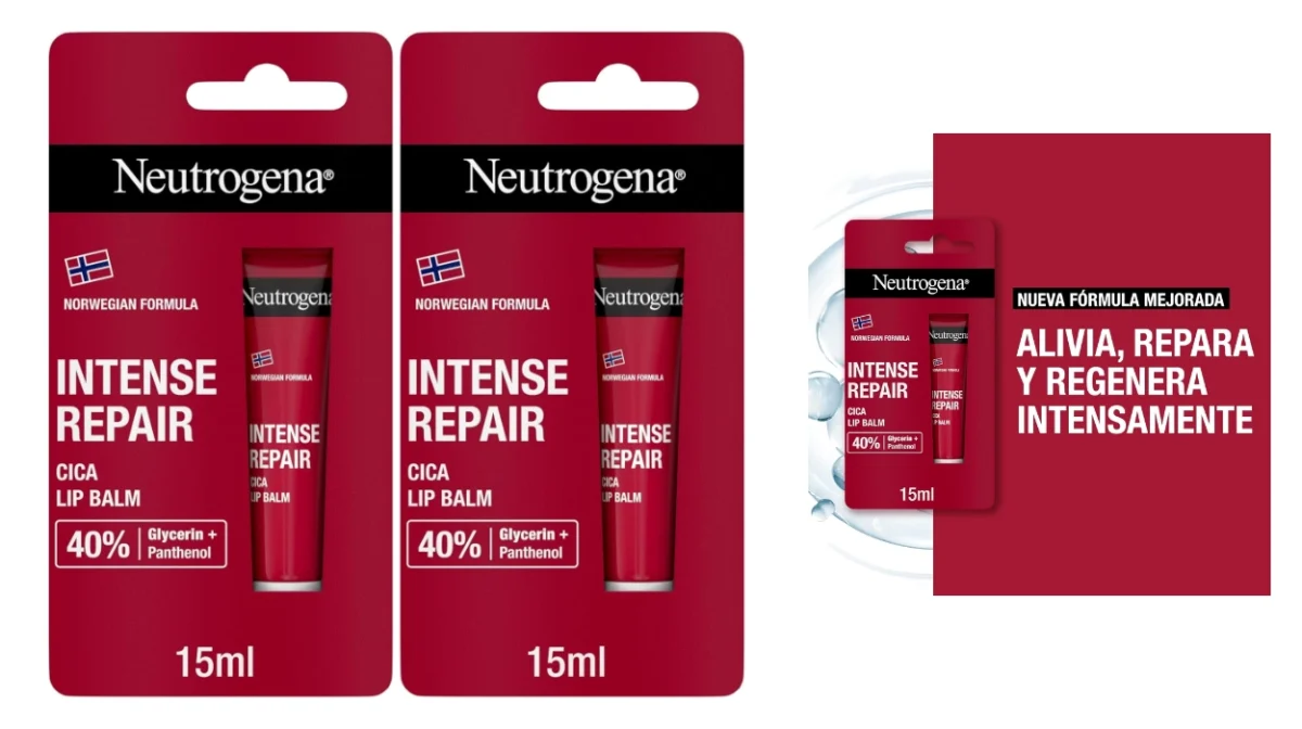 Pack x2 Bálsamo Labial Neutrogena con glicerina y pantenol, alivia y repara en profundidad por sólo 7,58€ (45% de descuento)