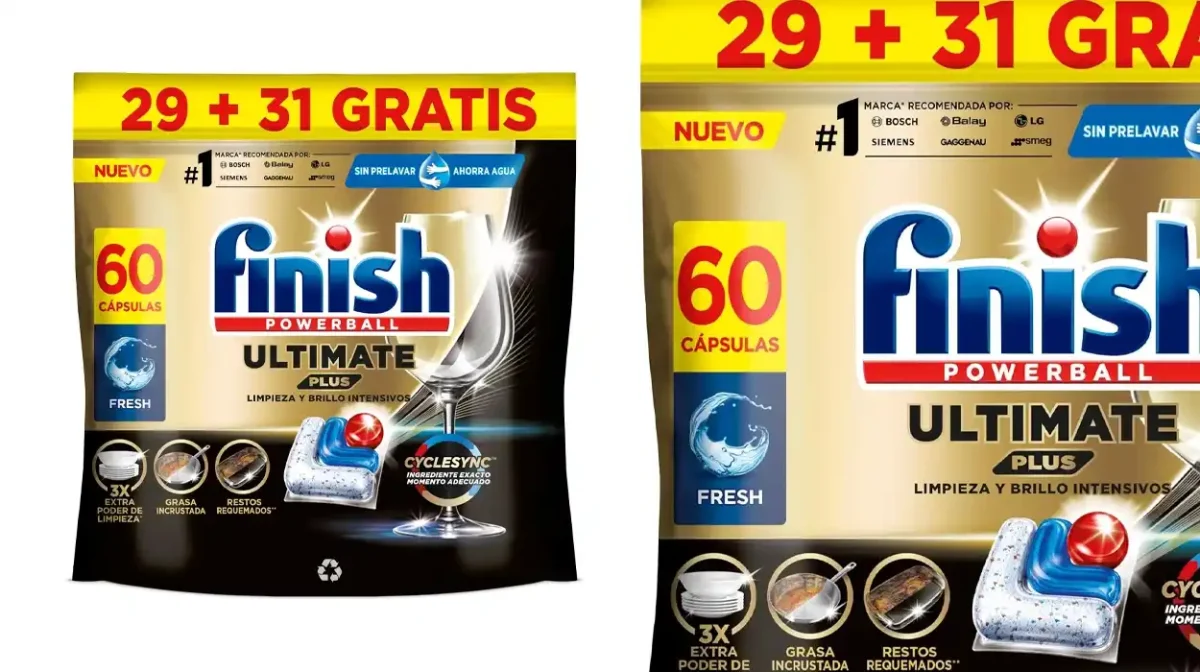 Chollazo Pack x60 Finish Powerball Ultimate Plus por sólo 12,39€ (-15%) ¡0,21€ cada una!