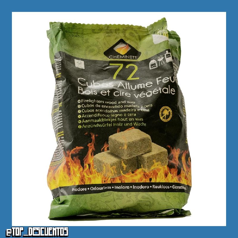 pyro feu PYROFEU 15752-12 Cubos de Encendido Ecológicos para chimeneas y Estufas Cheminett Saco 72 Unidades, Marrón