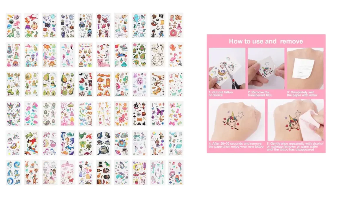 Pack de 60 hojas de tatuajes impermeables para niños por sólo 5,09€ ¡Valoraciones TOP!