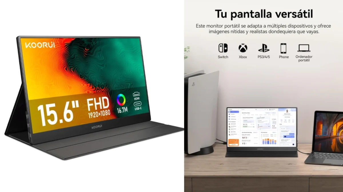 Lleva una pantalla a cualquier parte con el monitor portátil Koorui de 15,6" FHD por sólo 69,99€ con envío gratis (-46%)
