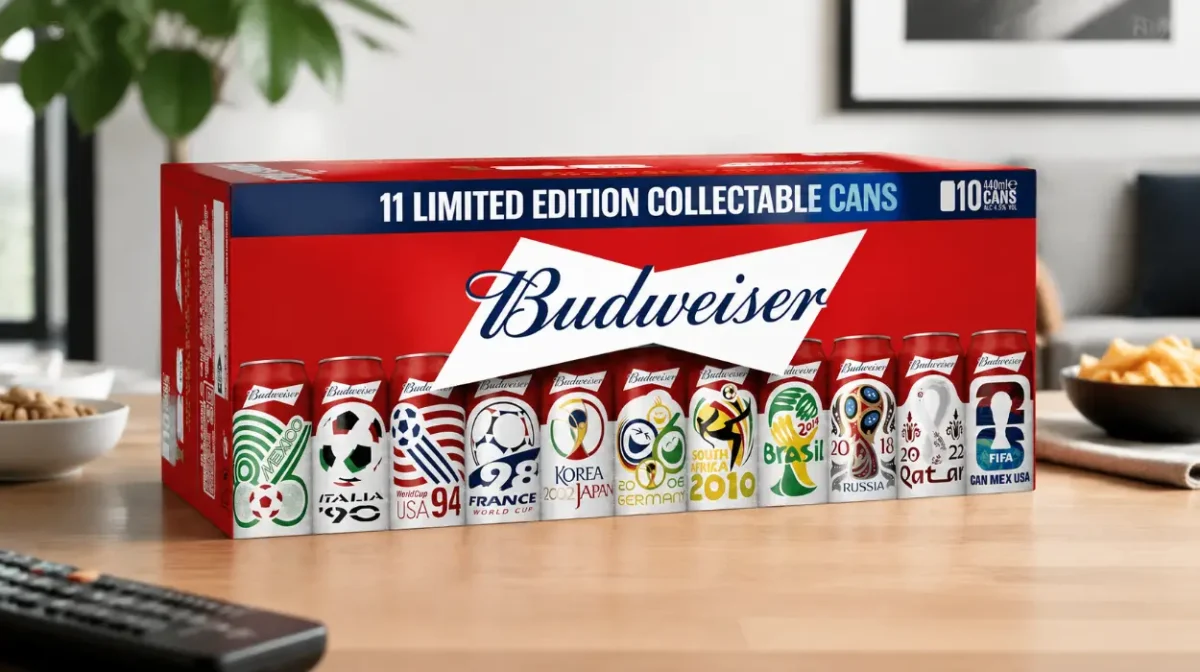 Pack de 10 latas de cerveza Budweiser Edición Limitada Mundiales de 44 cl por sólo 8,31€ (-36%)