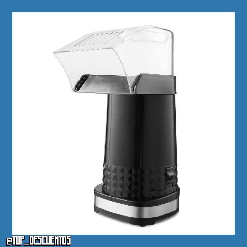 Máquina de palomitas de maíz de 1200 W, aire caliente, para el hogar, diseño de calibre ancho, con vaso medidor y tapa extraíble, sin BPA negro
