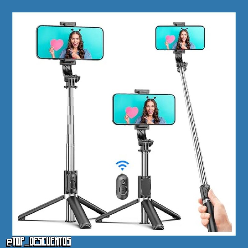 Palo Selfie Trípode Wireless, 360° Rotación 3 en 1 Trípode para Movil Extensible Selfie Stick con Inalámbrico Control Remote, Compatible con iPhone 17/16/15/14/XS/8/7, Samsung, Huawei, Xiaomi, etc
