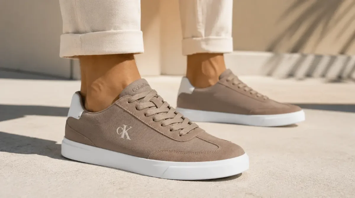 Zapatillas Calvin Klein para hombre con suela cupsole en color beige y blanco por sólo 43,15€ con envío gratis (-52%)