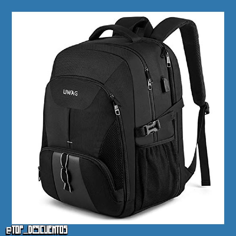 Mochila Hombre Grande 50L Mochila Portatil 17 Pulgadas Impermeable Antirrobo Mochila Ordenador Portatil con Puerto USB Mochila Portatil Bolsa para Negocio Trabajo Diario Viaje Escolares - Negro