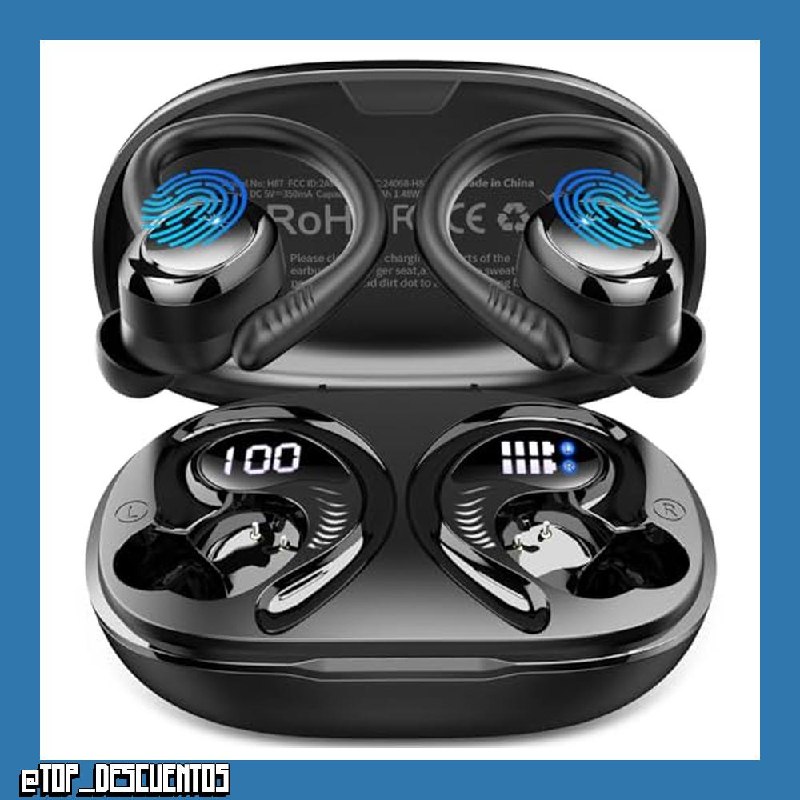 Auriculares Inalámbricos Deportivos Nuevo, 60H, Sonido por App,HiFi Estéreo