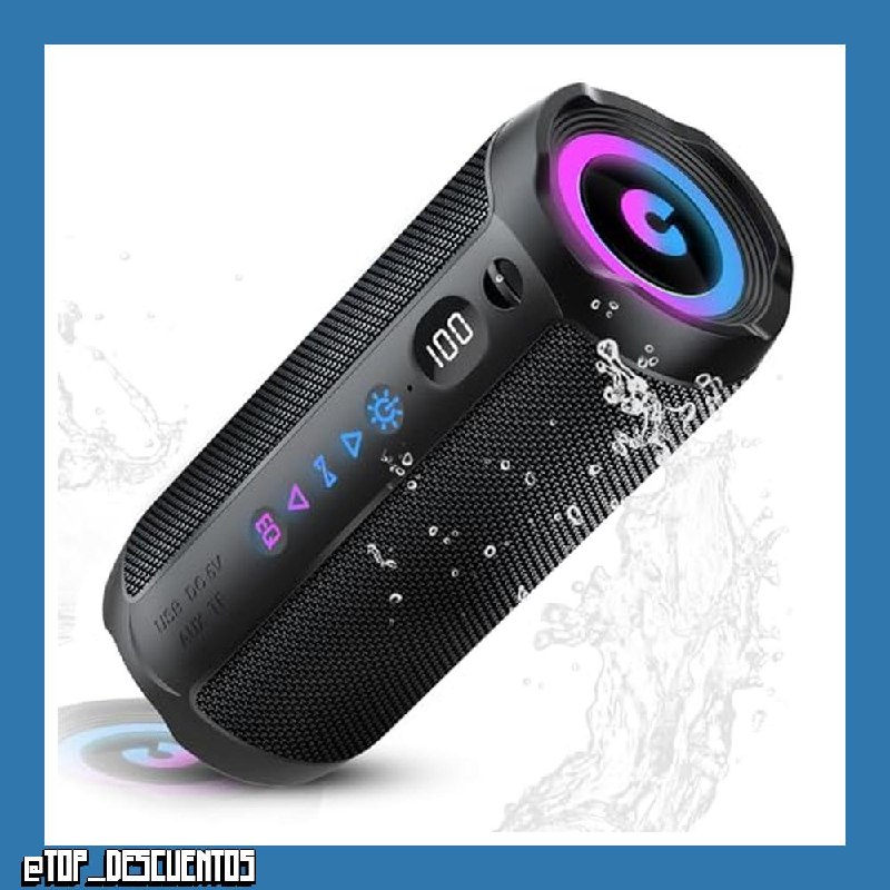 Altavoz Bluetooth Portátil 25W, Potente Altavoz Bluetooth, Altavoces Graves Duales, 25H Reproducción, IPX7, RGB, Emparejamiento TWS, AUX, TF, USB, Ideal Para Actividades Aire Libre, Fiestas,Viajes.