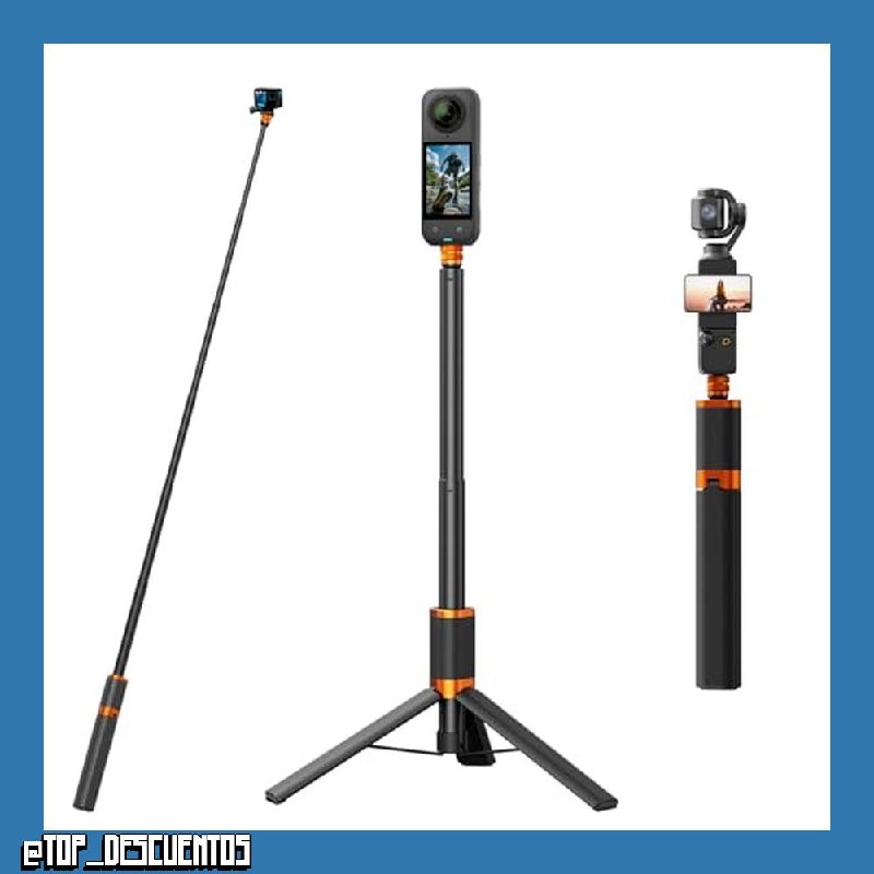 Vimose Trípode invisible para selfie de 48 pulgadas para Insta360 X4/GO 3/X3/ONE RS/ONE X2/ONE X/GO 2/ONE R/ONE - Barra de extensión para selfie con mango ajustable impermeable para cámara de acción