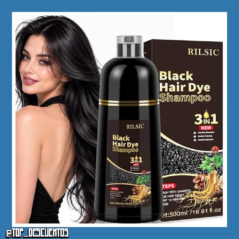 500ml Champu para Canas Pelo Negro,Black Hair Dye Shampoo