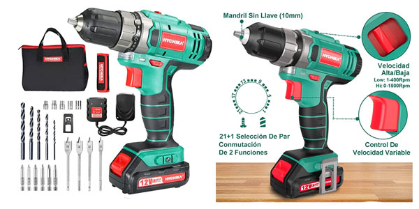 Taladro atornillador Hychika de 12V por sólo 36,43€ ¡Valoraciones TOP!