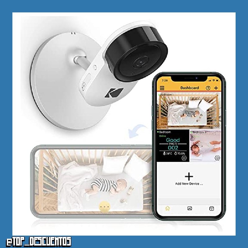Kodak Cherish C120 - Cámara para bebé con aplicación móvil de Alta resolución, con Posibilidad de Zoom a Distancia, Audio bidireccional