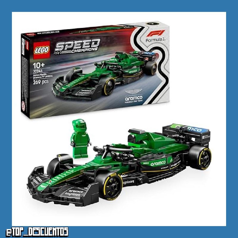 LEGO Speed Champions Coche de Carreras Aston Martin Aramco F1 AMR24 de Juguete, Maqueta de Vehículo de Fórmula 1 con Minifigura de Piloto, Regalo para Niños y Niñas de 10 Años o Más 77245