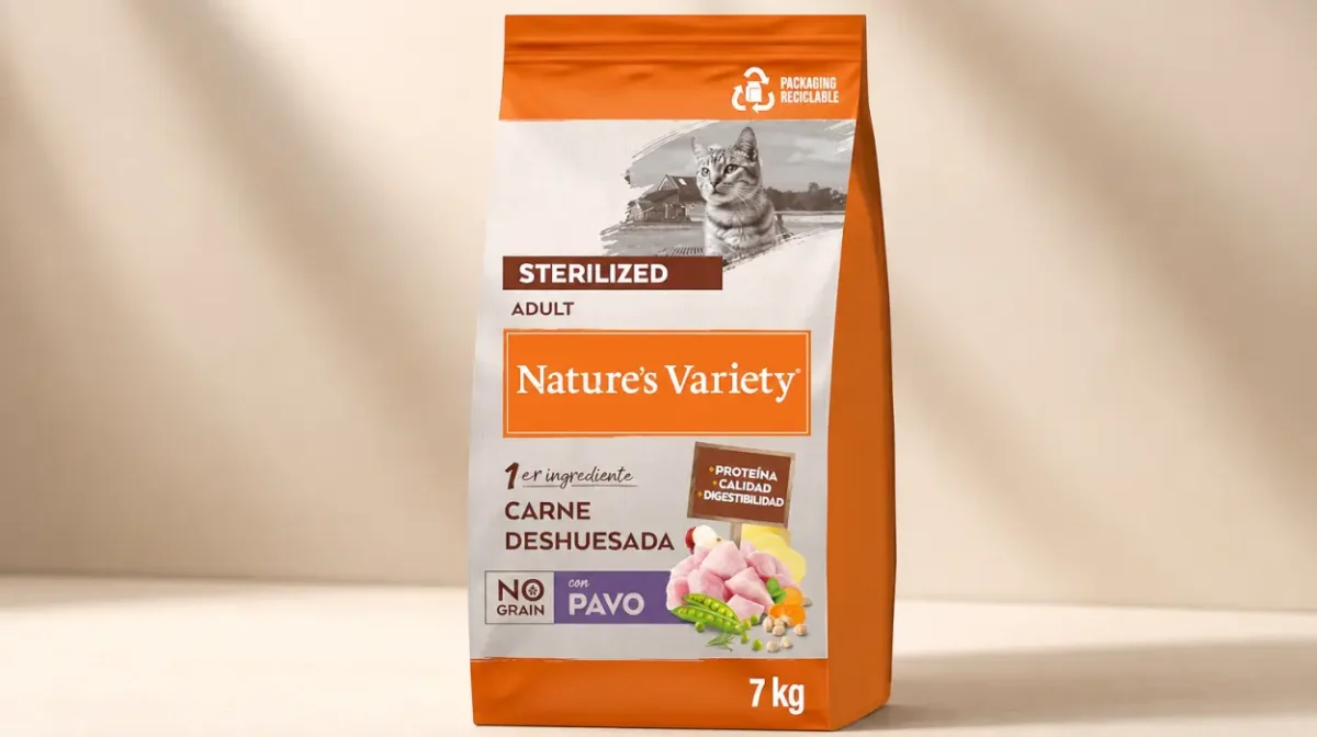 Pienso Nature's Variety No Grain para gatos esterilizados con pavo de 7 kg por sólo 34,33€ con cupón y envío gratis (-31%)