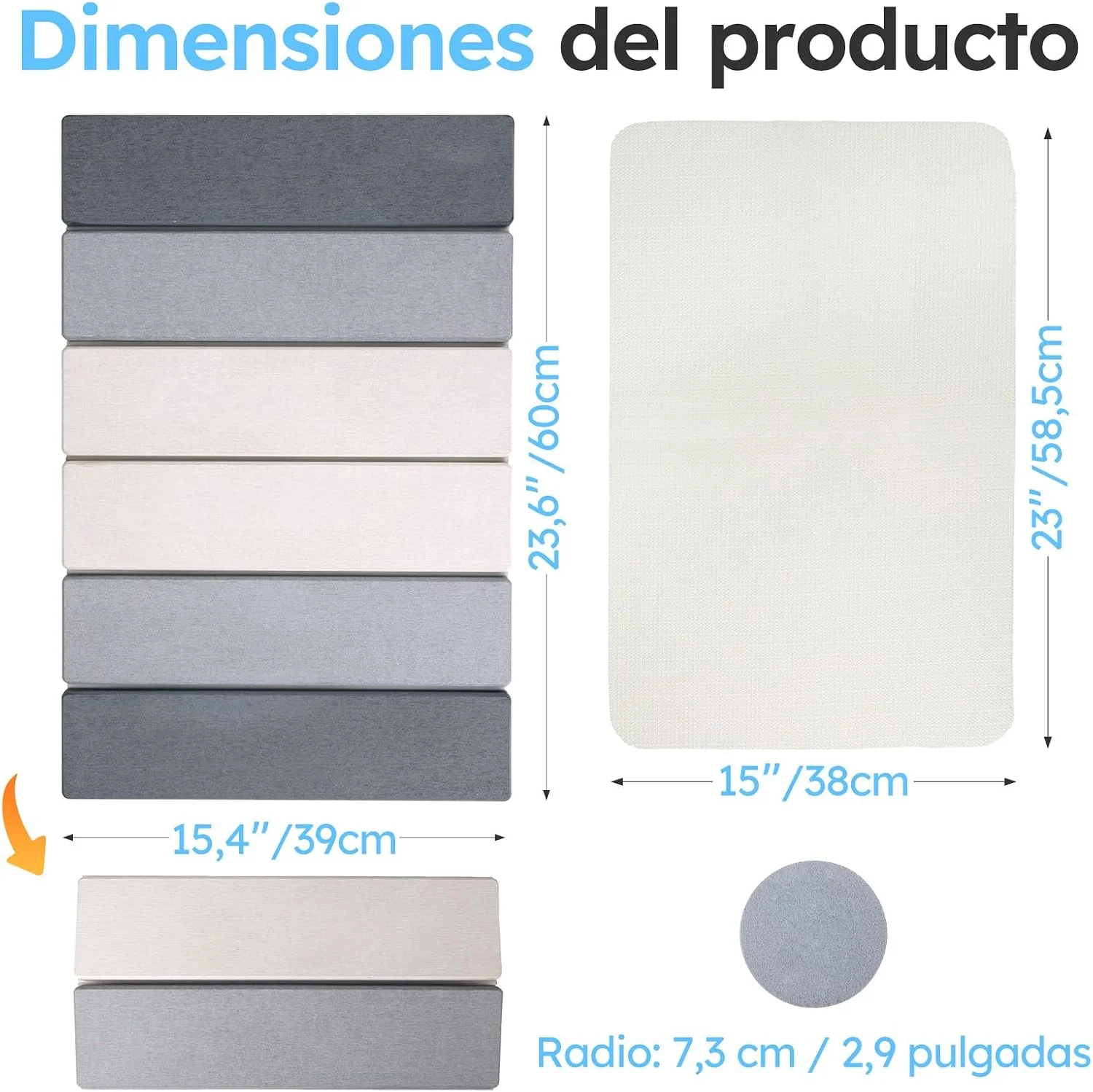 EYMPEU Alfombra Baño Diatomita Plegable 60×39 cm, 6 Paneles, Secado Rápido por 16,99€ en Amazon