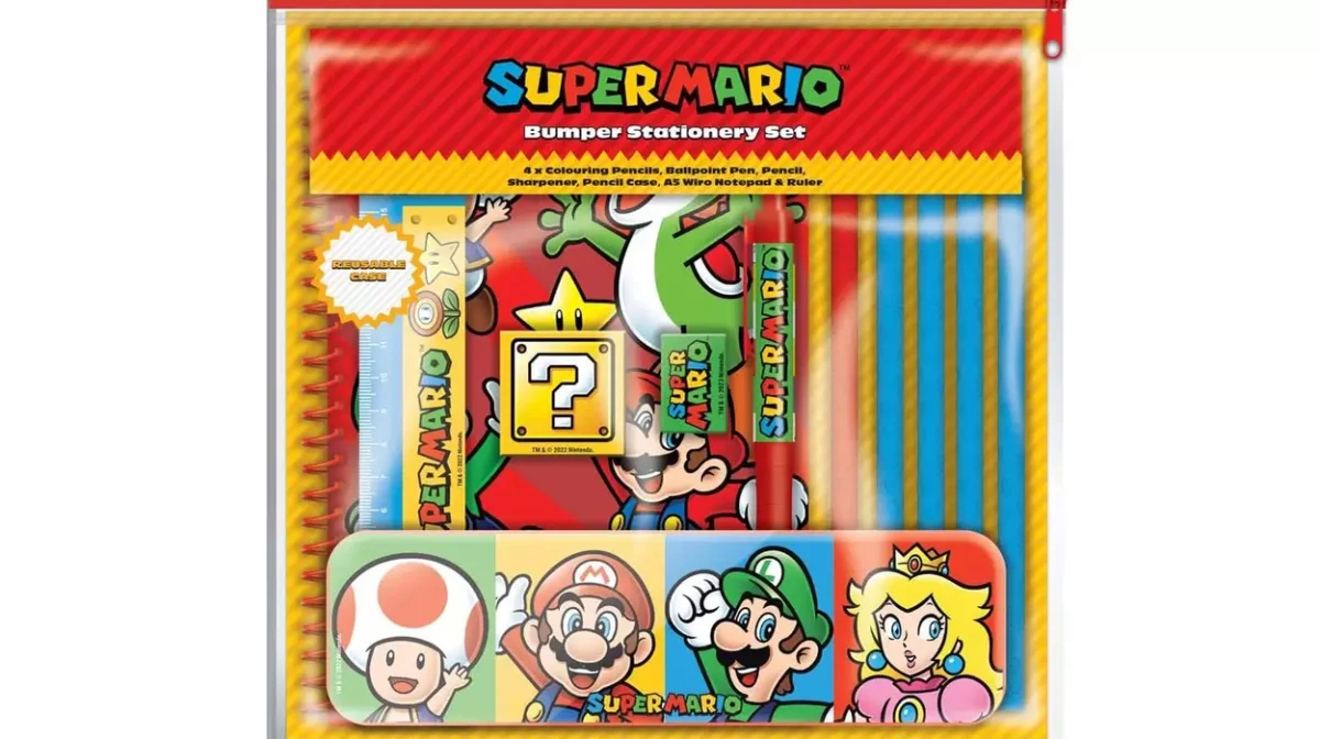 Set de papelería Super Mario Bumper de 10 piezas por sólo 9,90€ (-34%)