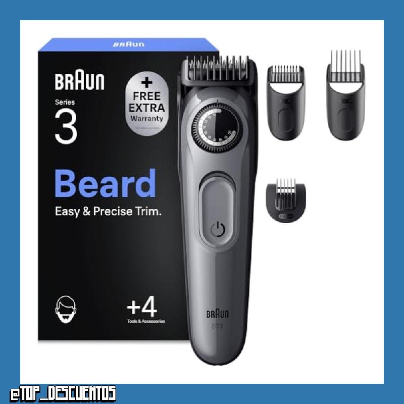 Braun Recortadora de Barba Hombre Series 3, BT3535, Gris
