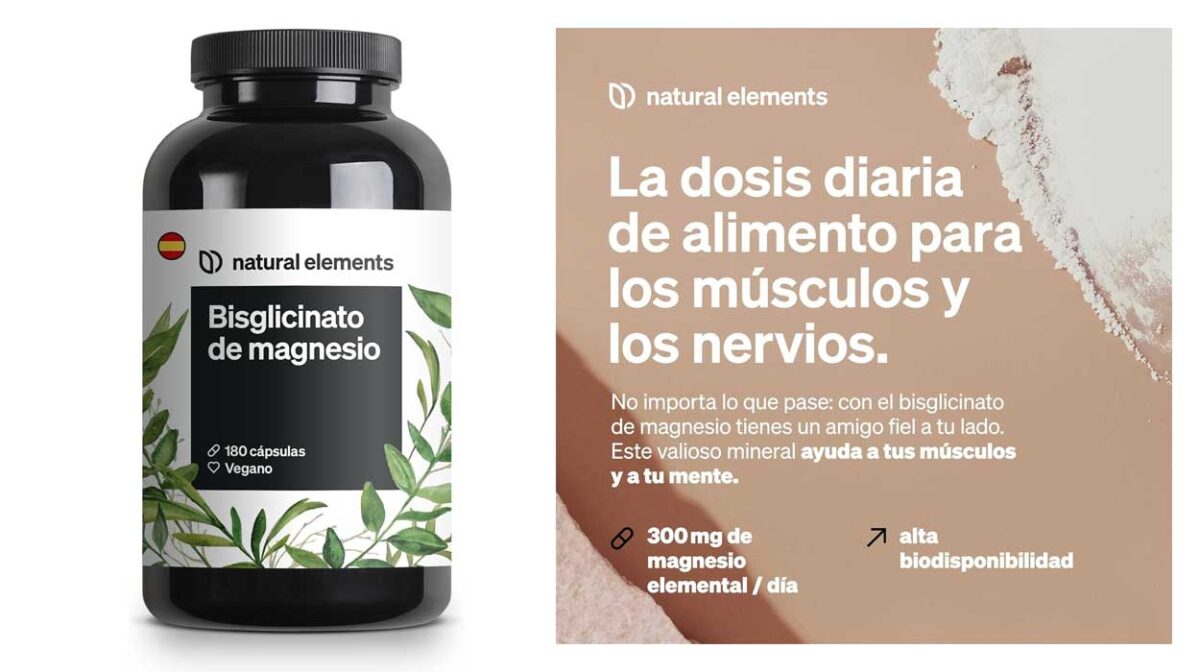 Glicinato de magnesio Natural Elements de 180 cápsulas por sólo 13,99€ (-30%)