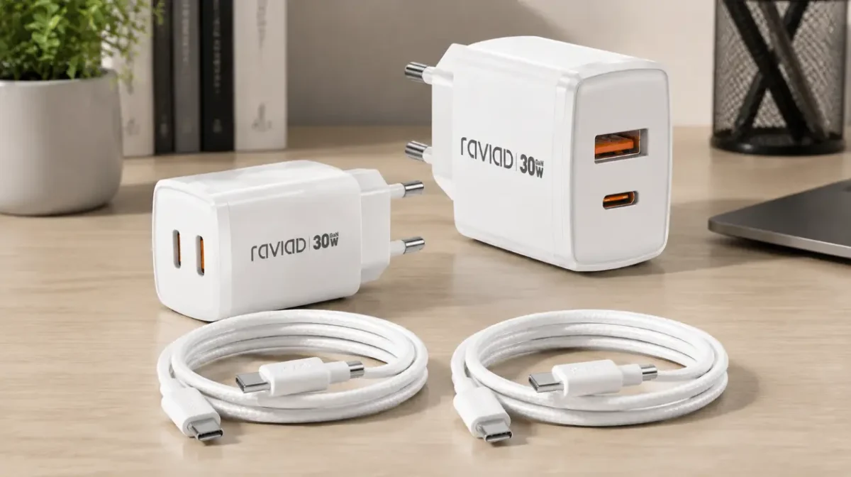 Pack x2 cargadores RAVIAD GaN de 30 W con cable USB-C de 2 m por sólo 12,79€ (-25%)