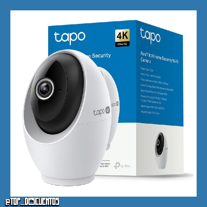 Tapo C260 - Cámara de Vigilancia WiFi Interior 360º, 4K 8MP, Detección IA