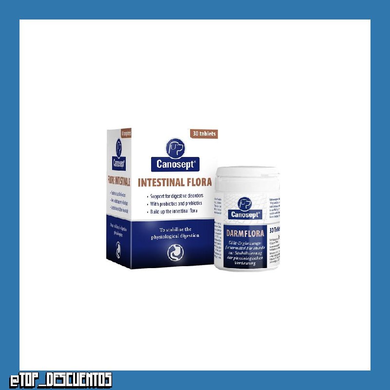 Canosept Flora intestinal Perro - probioticos Perros y prebióticos - construye la Flora intestinal Perro - promueve la digestión del Perro a través del Tratamiento intestinal Perro - 30 Comprimidos