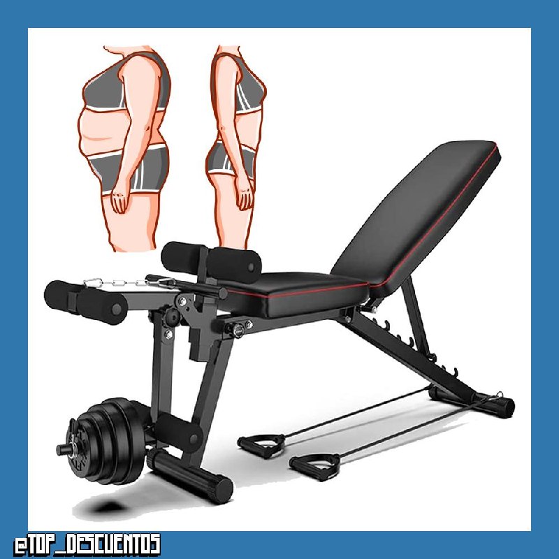 Banco de Pesas Ajustable para Fitness, Banco de Musculación Multifunción para Entrenamiento de Cuerpo Entero, Respaldo Abatible, Carga Máxima 250 Kg(132 * 113 * 46cm)
