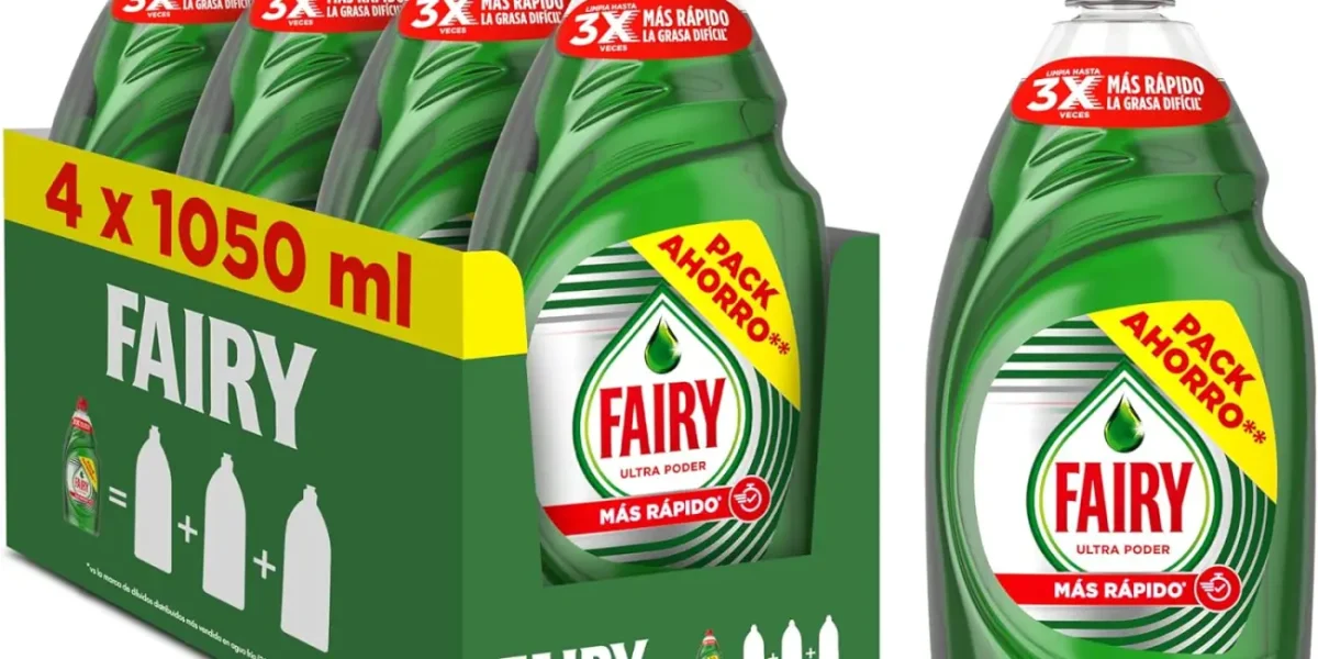 Pack x4 Fairy Ultra Poder Original Líquido Lavavajillas de 1.050 ml por sólo 15,99€ (-21%) ¡4€ cada uno!