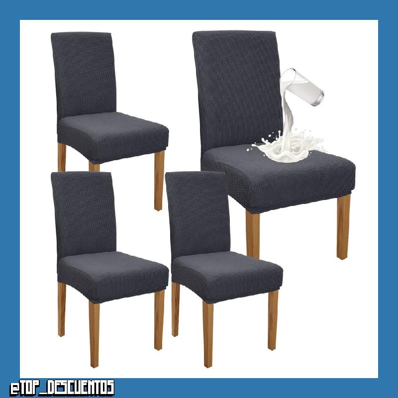 Granbest Juego de 4 Fundas Impermeables para sillas de Comedor, elásticas, para Comedor, protección para sillas extraíbles, para Banquetes, Cocina, Fiestas (Juego de 4, Gris)