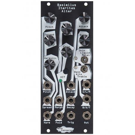 Dos sonidos con un solo oscilador: bombo y caja con Basimilus Iteritas Alter (sin módulos “todo en uno”).