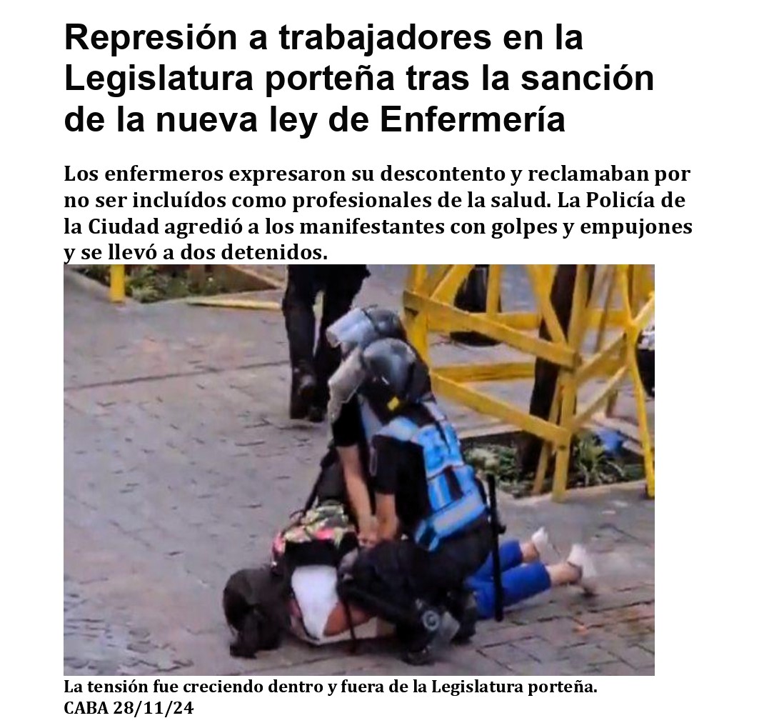 REPRESION A ENFERMERIA EN CIUDAD AUTONOMA DE BS AS.