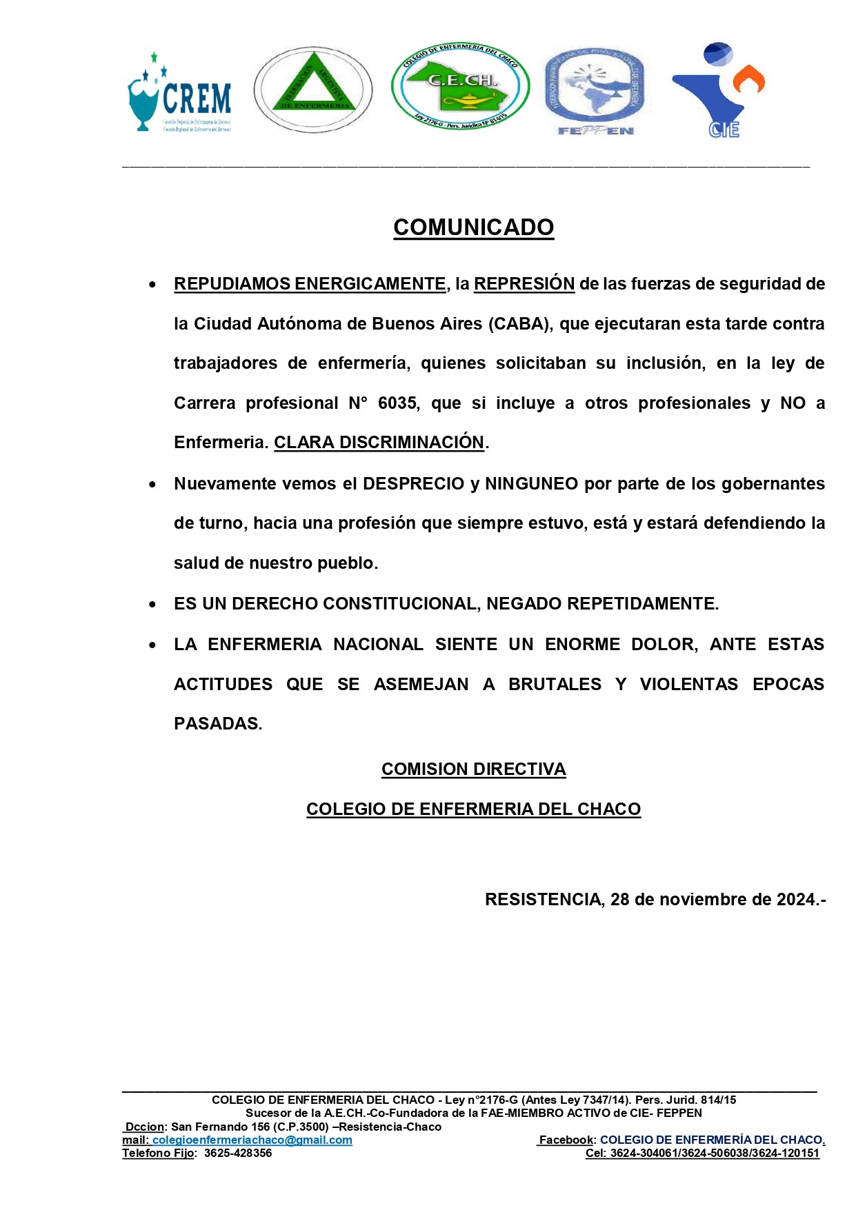 REPRESION DE ENFERMEROS EN CABA