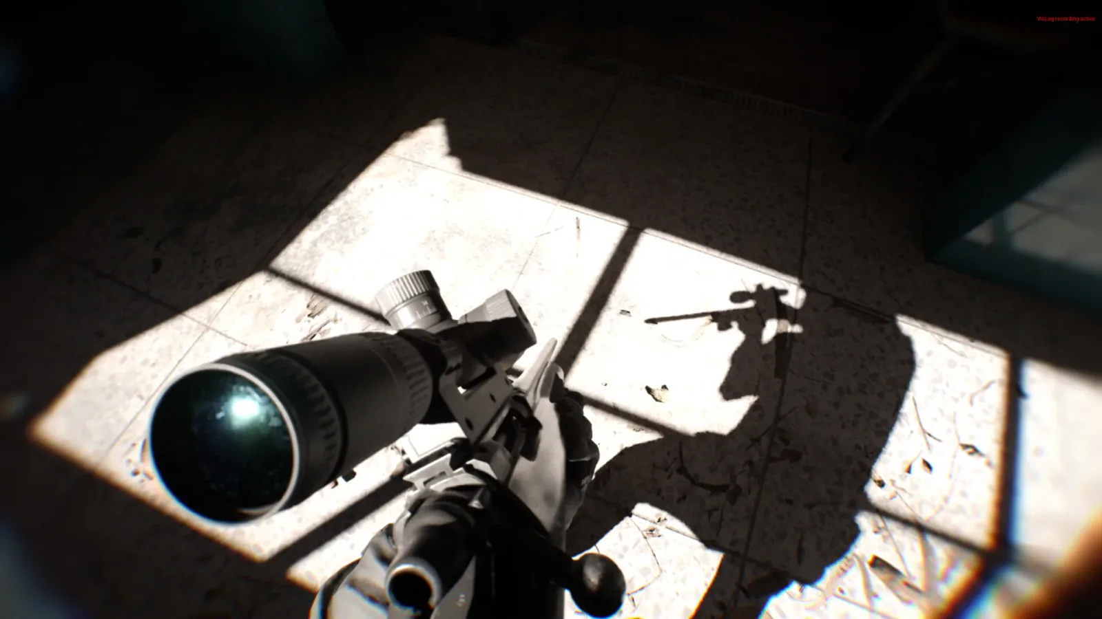 Official Bodycam promotional screenshot showing a close view of scope glass in hard sunlight.