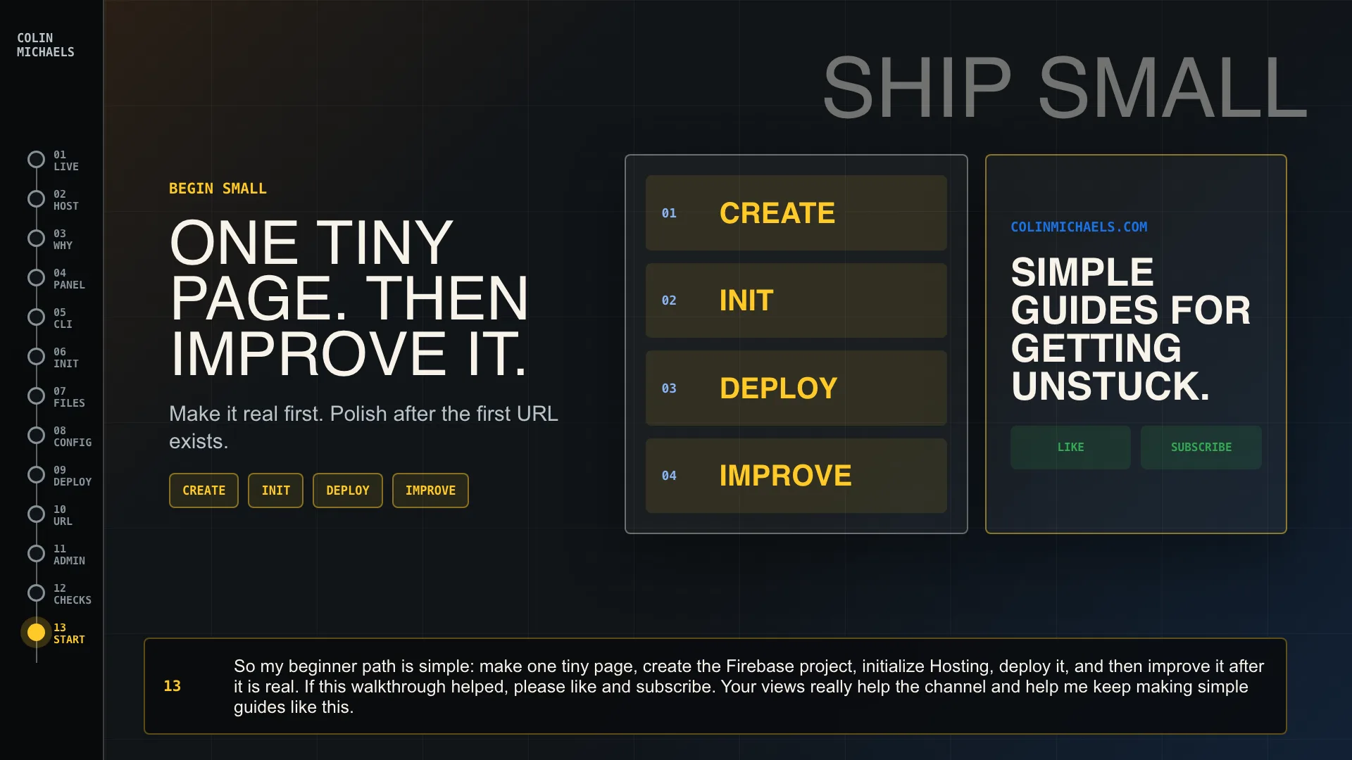 Create, Init, Deploy , Improve and Ship