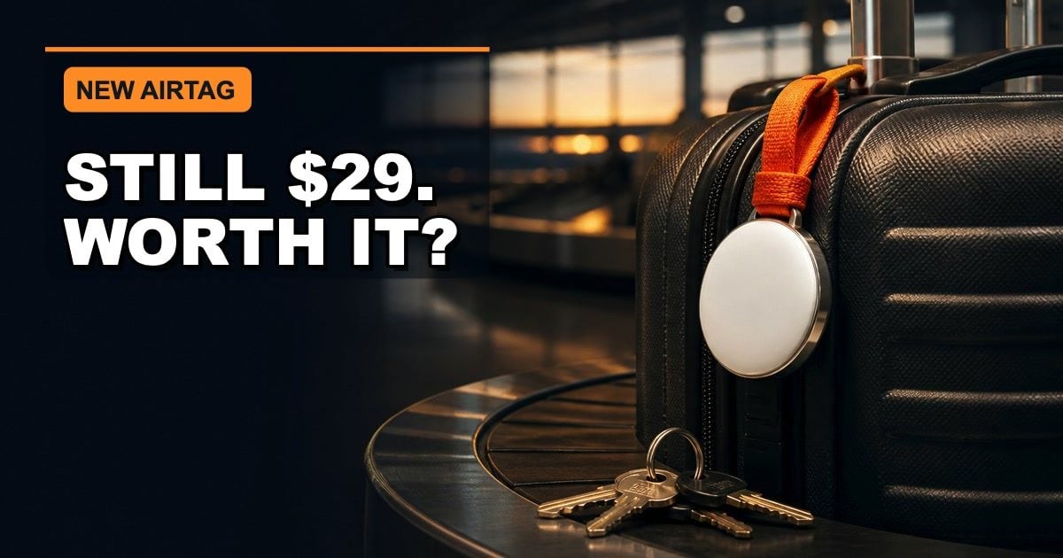 A keep-or-upgrade AirTag decision guide showing when to keep an original, buy the new model, or choose another type of tracker.
