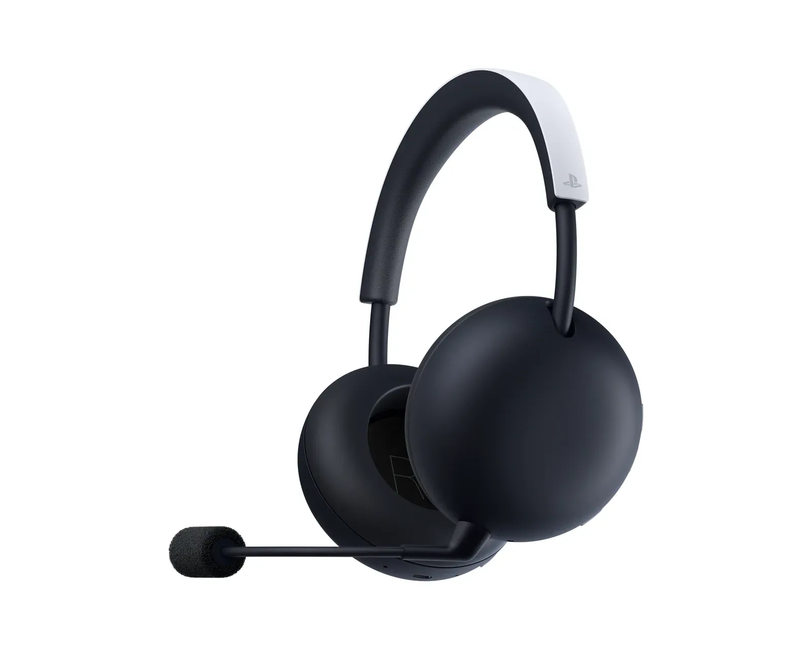 PlayStation Pulse Edge in White with its detachable boom microphone attached.