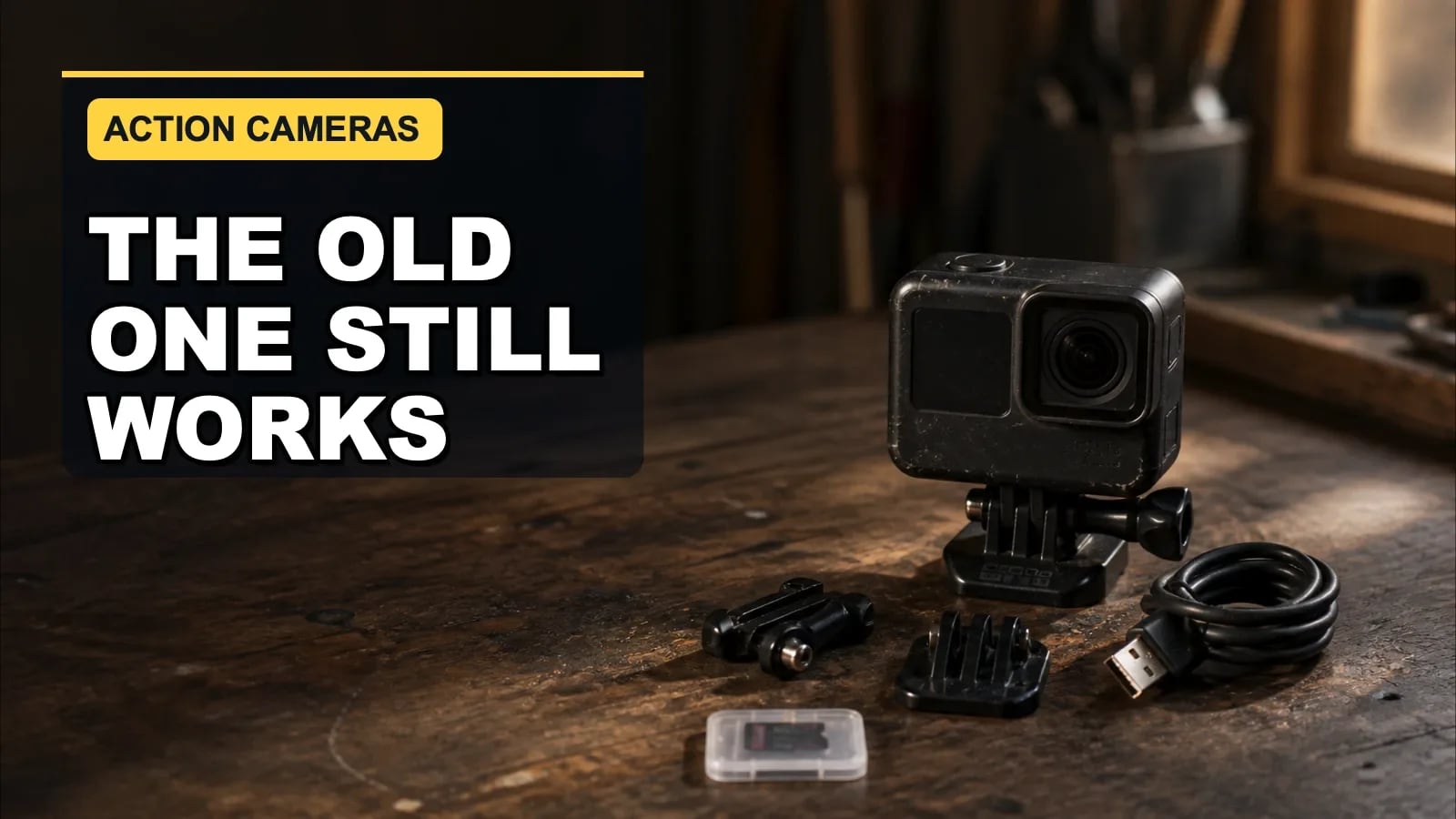 A five-card comparison of official specifications for GoPro HERO8 Black, DJI Osmo Action, DJI Action 2, DJI Osmo Action 3, and DJI Osmo Action 5 Pro.