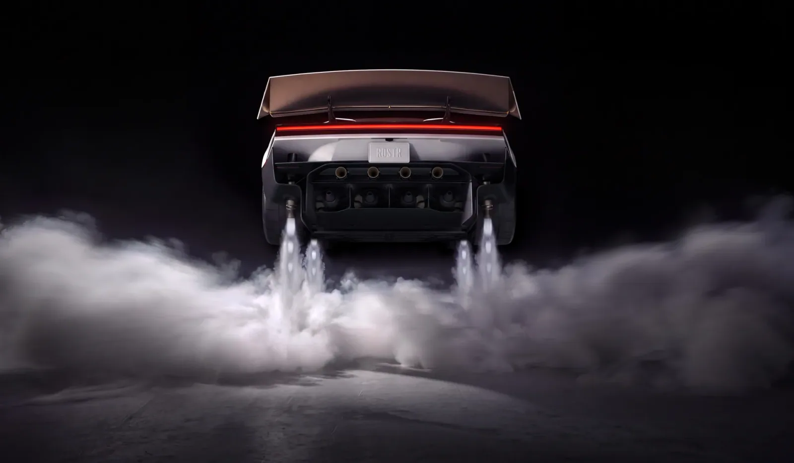 Tesla-supplied depiction of Roadster above the ground with visible plumes. This media-kit image is not independent flight-test evidence.