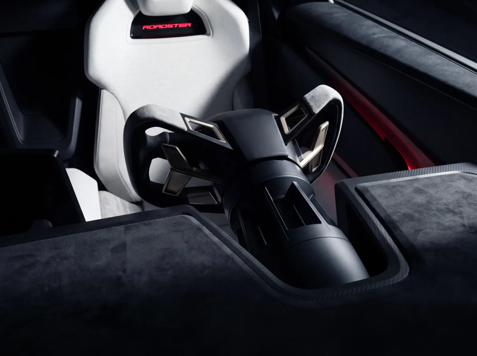 Driver’s seat and yoke viewed from the center of the cabin.