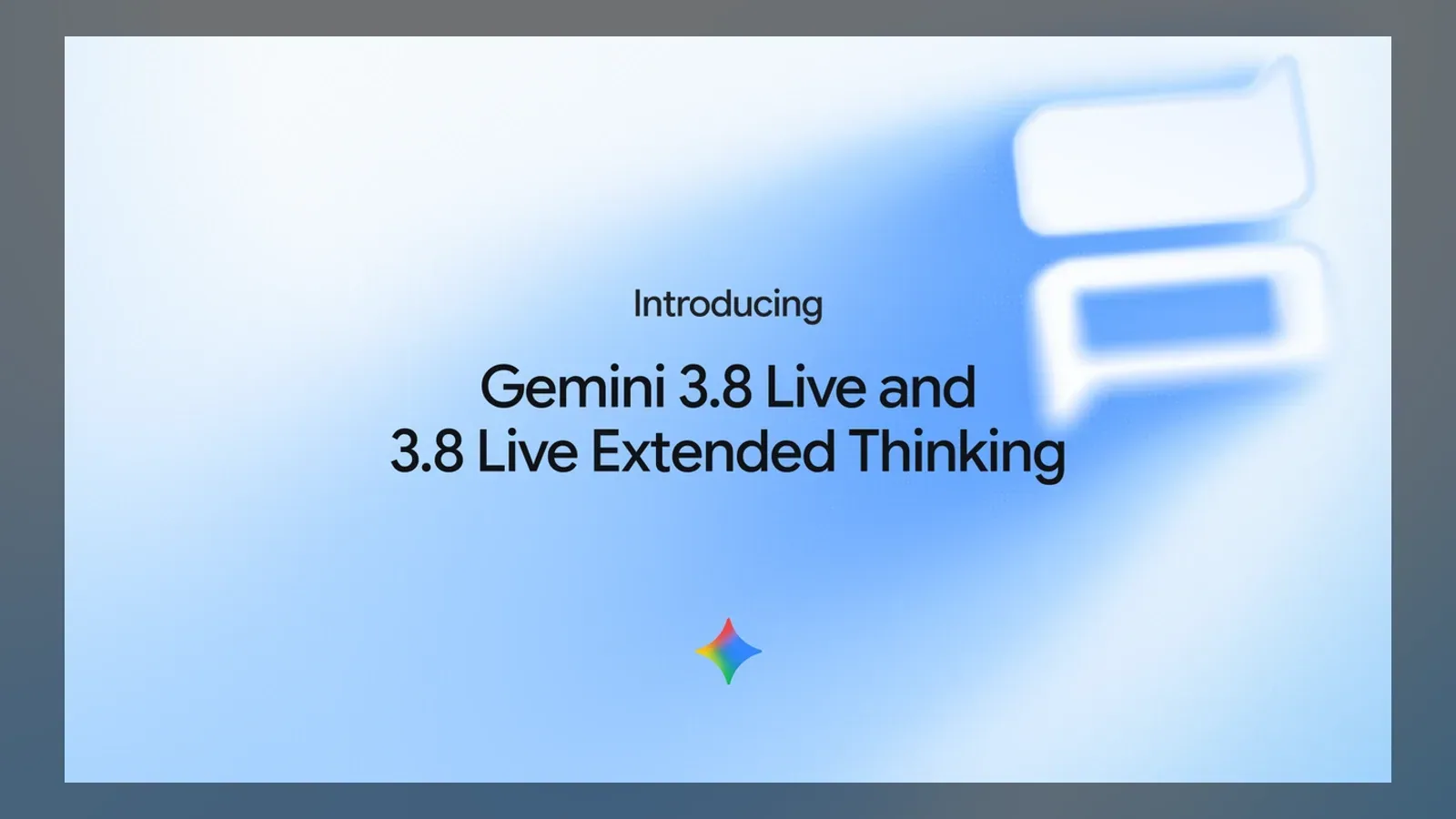 Google launch artwork introducing Gemini 3.8 Live and Gemini 3.8 Live Extended Thinking.