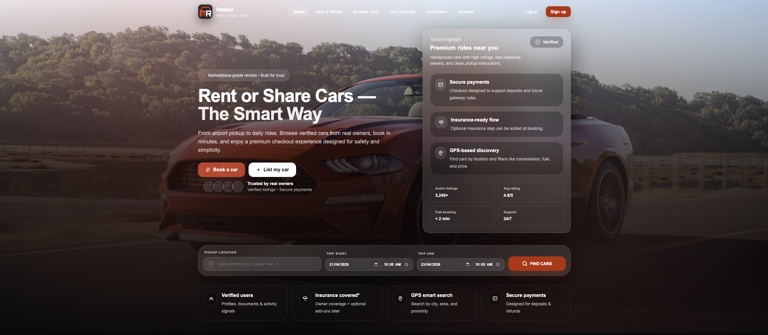 Reekar (Car Rental Application, Vehicle Booking Platform)