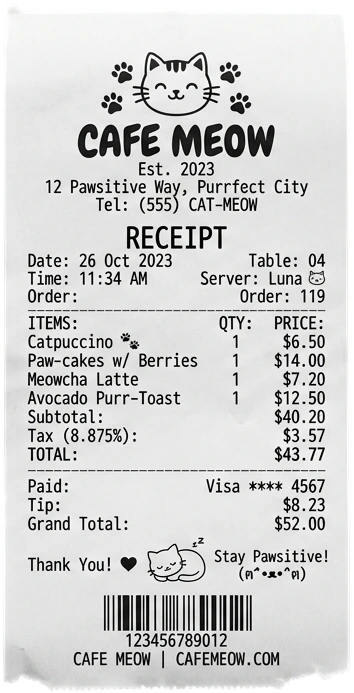 Receipt sticker preview