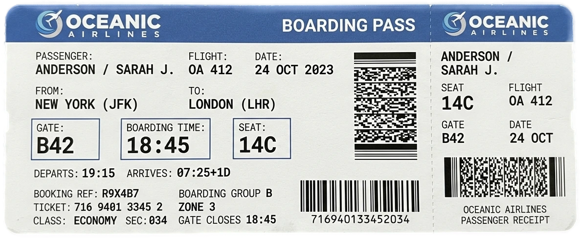 Boarding pass sticker preview