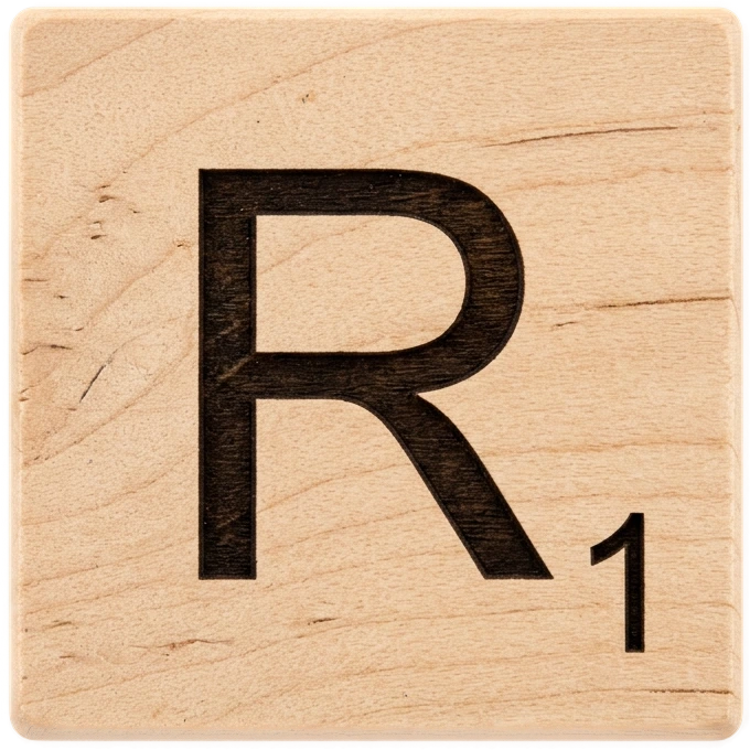 Wooden Tile R sticker preview