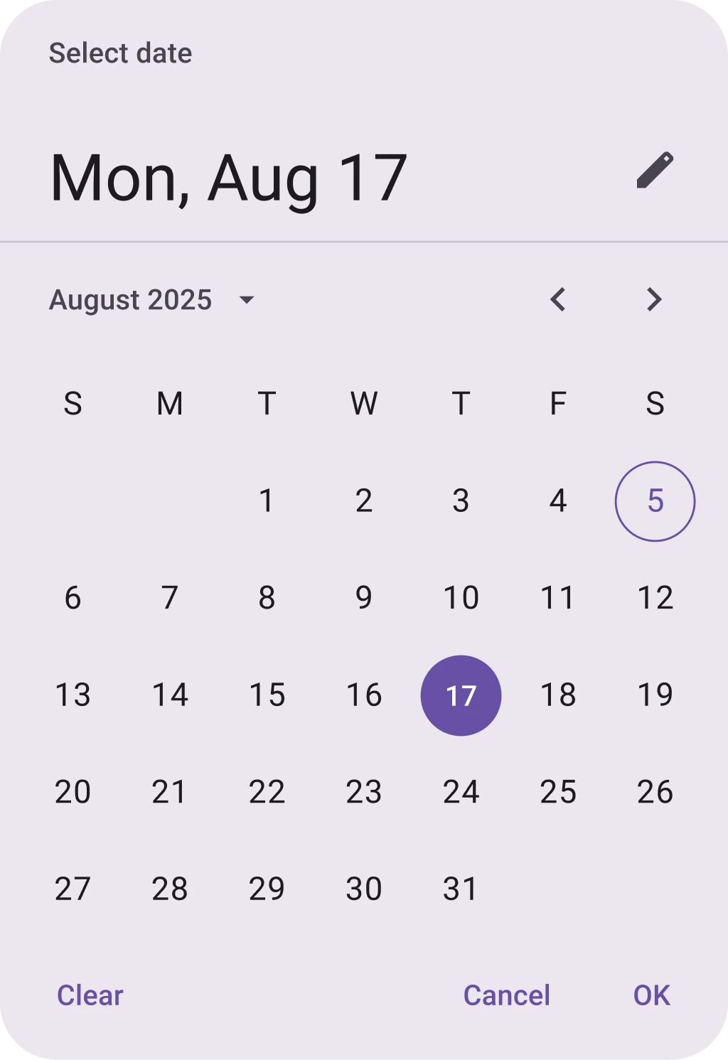 Modal date picker sticker preview