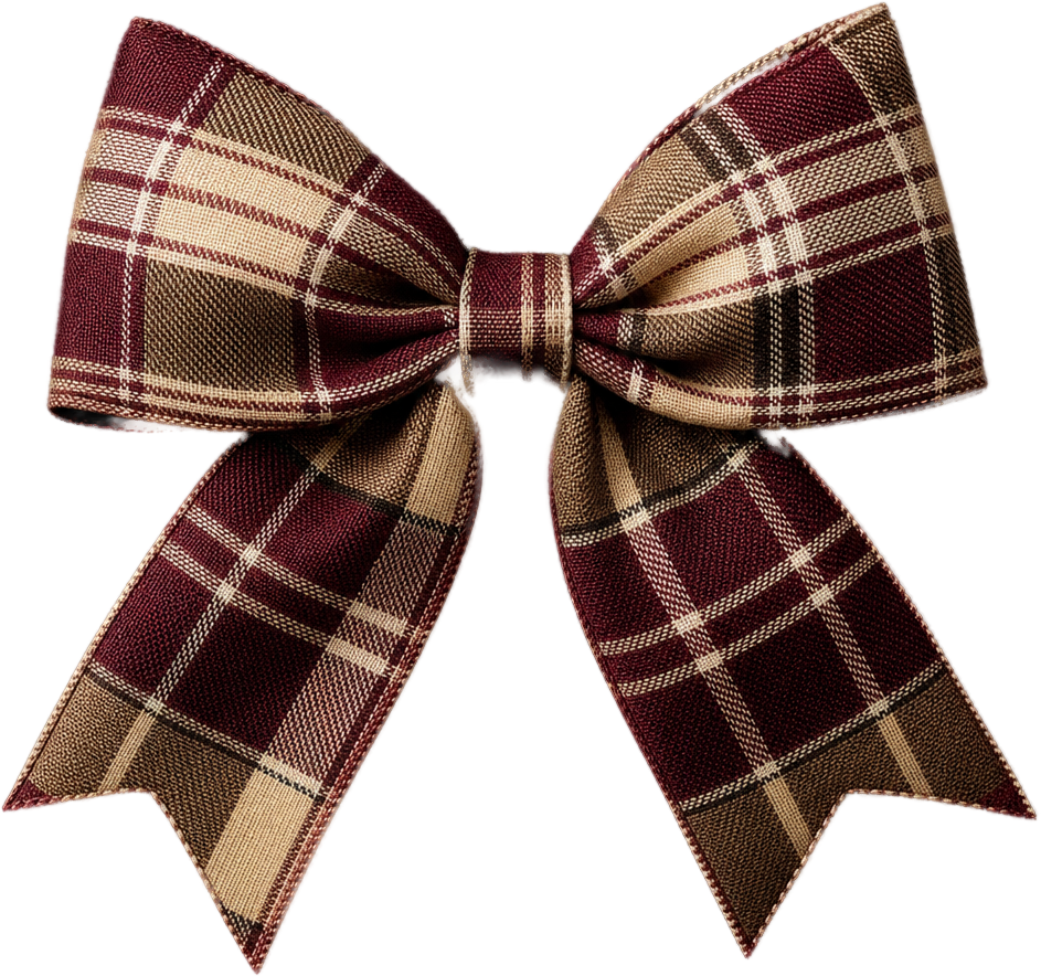 Burgundy Tan Plaid Bow object preview