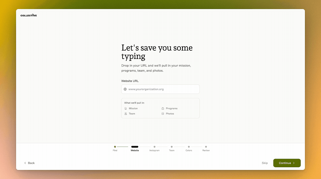 Import organization details from your website