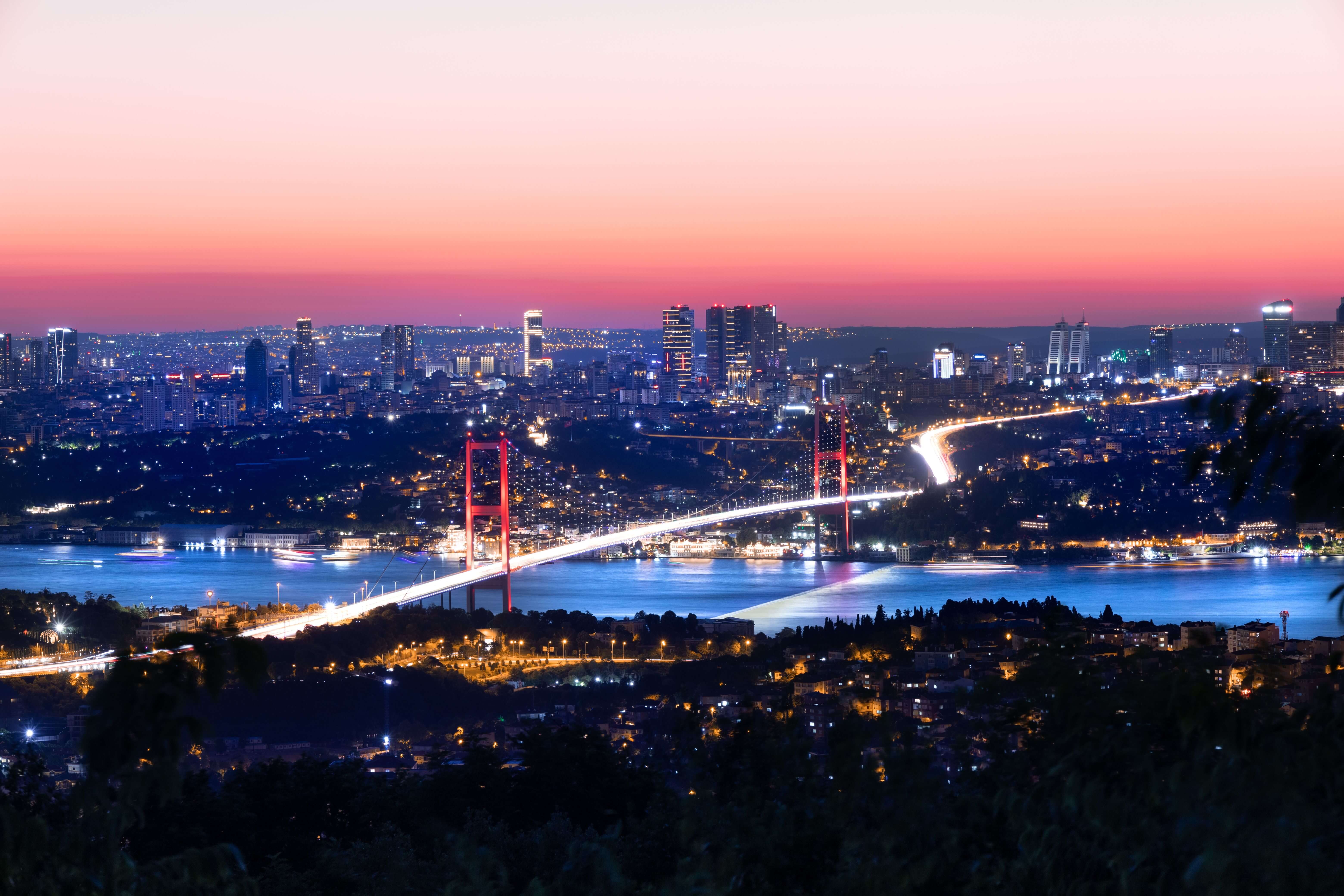 Twilight view of Istanbul's skyline