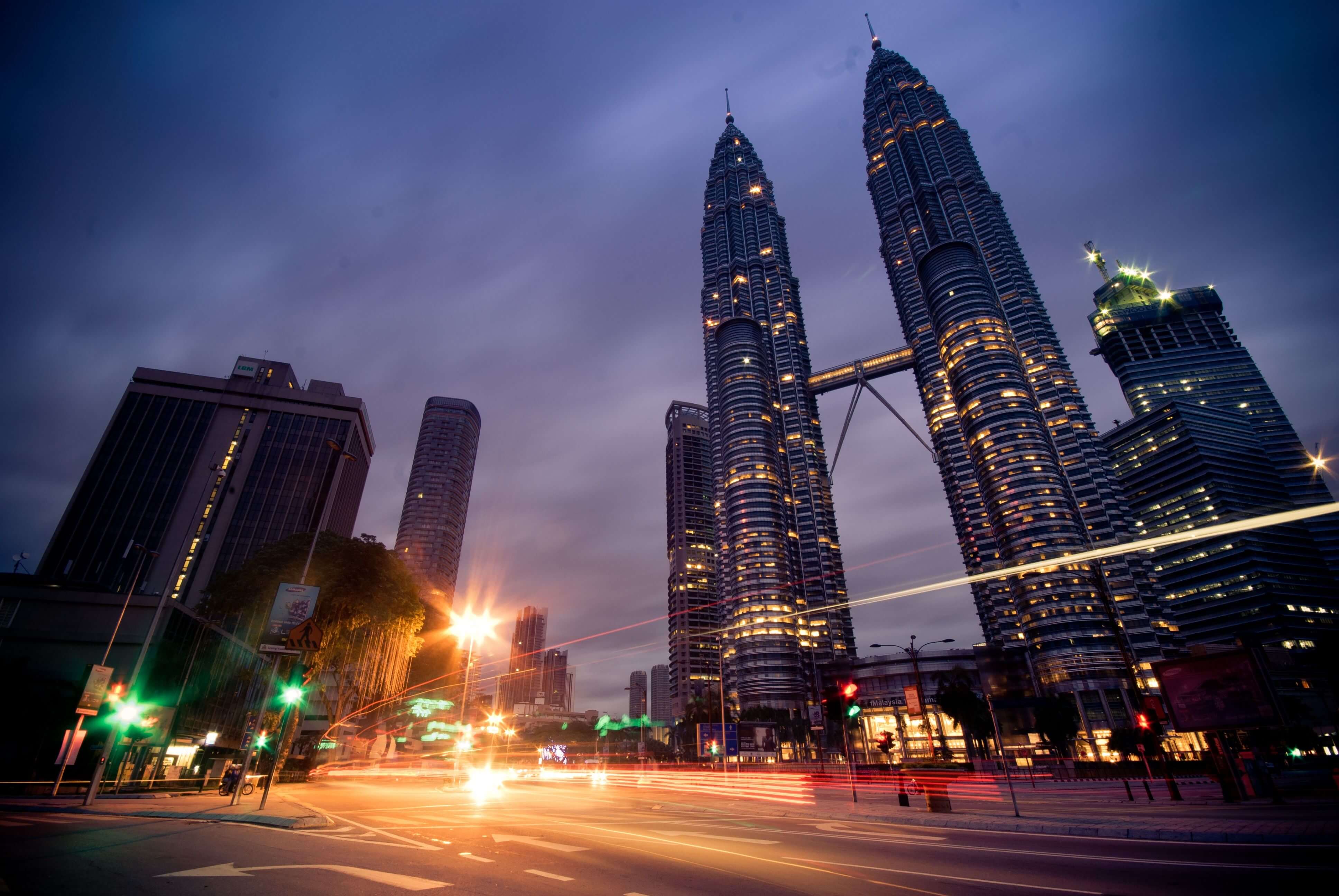 Kuala Lumpur at night showcasing iconic Petronas Towers