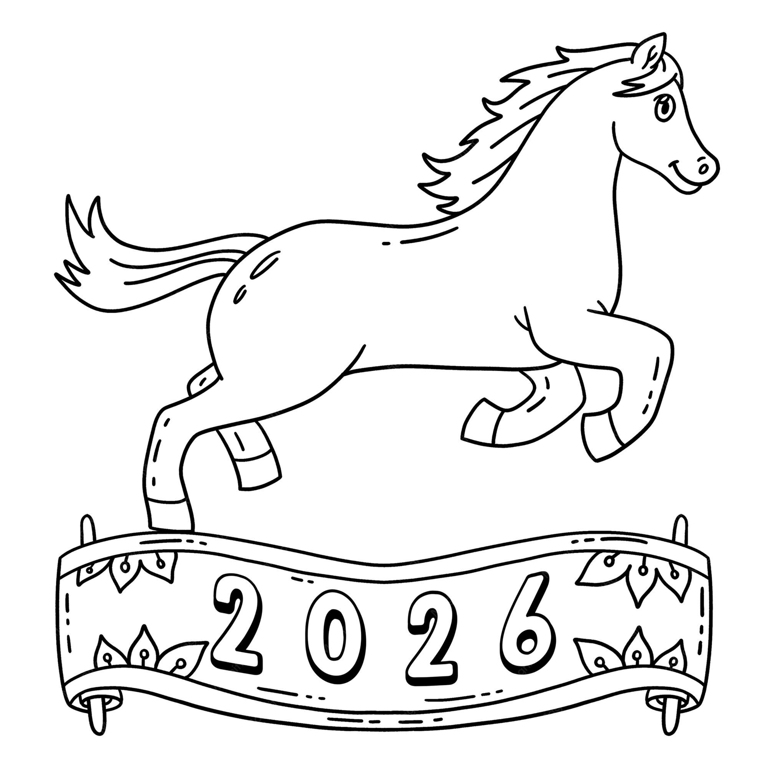 Leaping Horse 2026 Banner coloring page