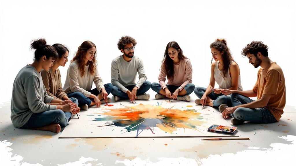 Group art therapy session